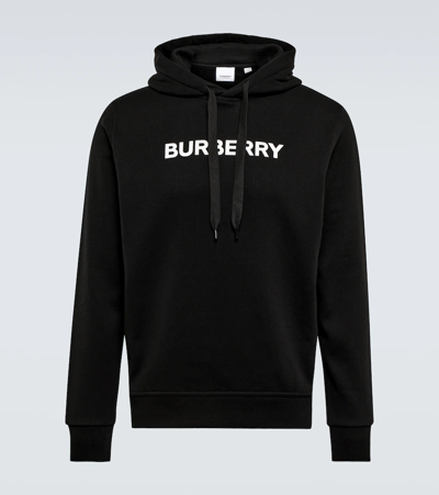 Burberry Ansdell Logo Cotton Jersey Hoodie In Black