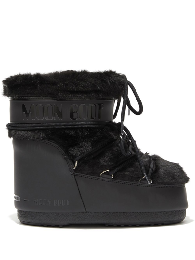 Moon Boot Icon Short Faux Fur Snow Boots In Black