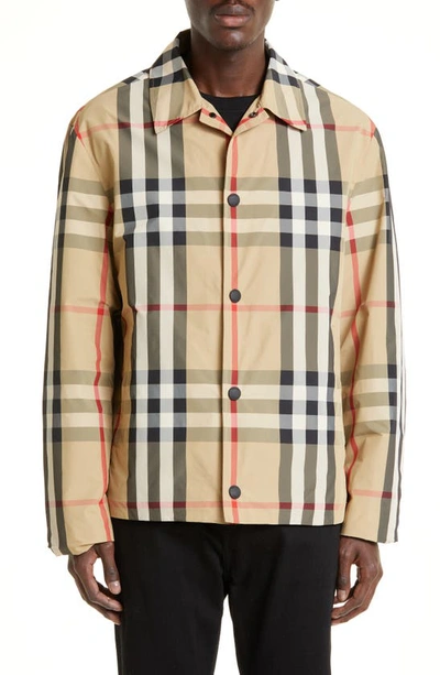 Burberry Check Nylon Jacket In Archive Beige