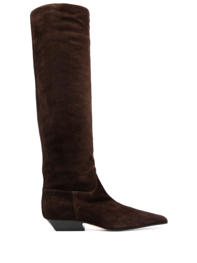 Khaite Marfa Suede Knee Boots In Brown