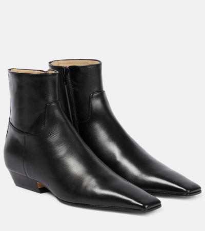 Khaite Marfa Classic Leather Ankle Boots In Black