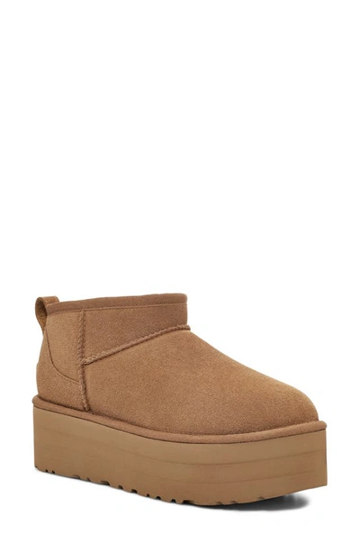 Ugg Suede Classic Ultra-mini Boots In Chestnut