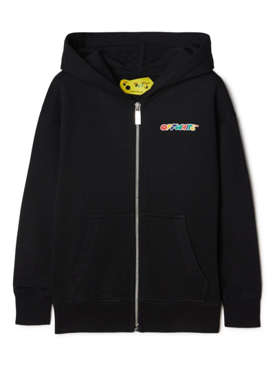 Off-white Arrows Zip-up Cotton Hoodie In Black