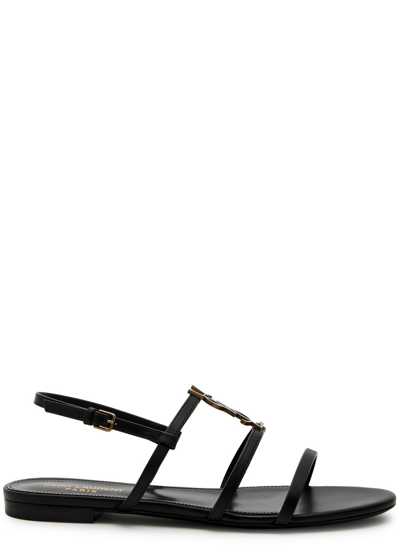 Saint Laurent Cassandra Leather Sandals In Black