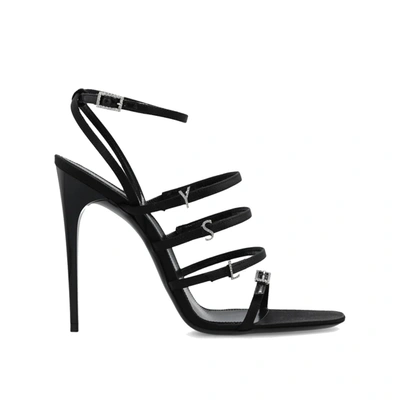 Saint Laurent Jerry 110 Crystal-embellished Satin Sandals In Black