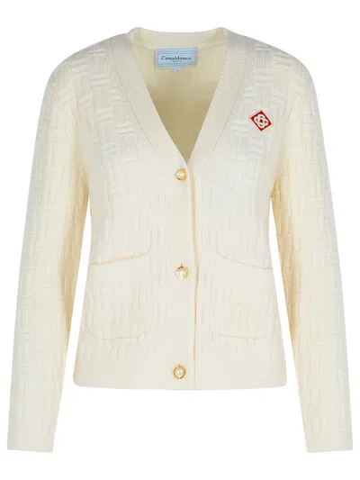 Casablanca White Wool Cardigan