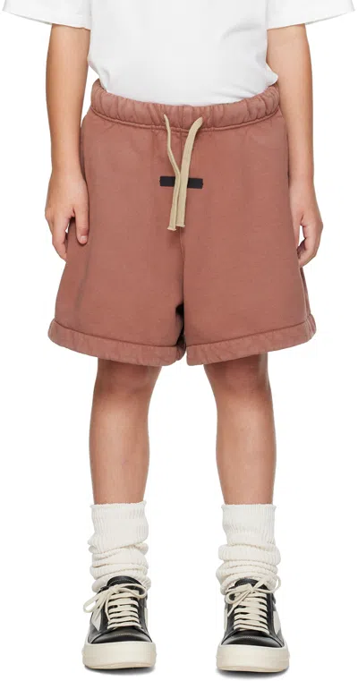 Essentials Kids Burgundy Soccer Shorts In Crimson