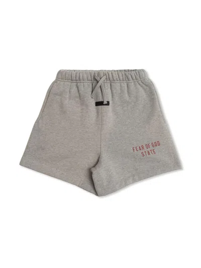 Essentials Kids' Logo-print Shorts In Grey