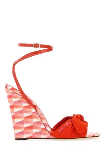 Jimmy Choo 120mm Geometric Wedge Sandals In Multicolor