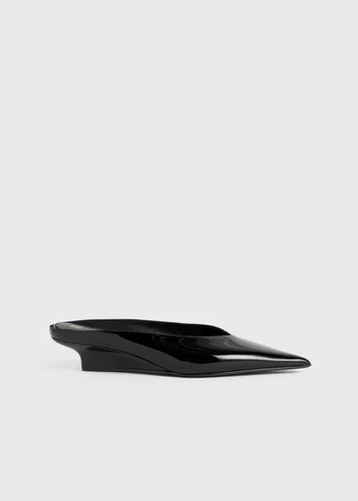 Totême Sharp Patent-leather Wedge Mules Black