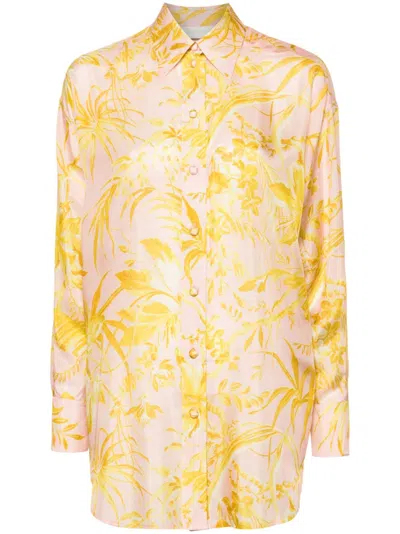 Zimmermann Floral-print Silk Shirt In Pink