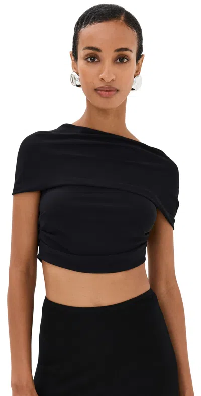 Shop Casablanca Crepe Jersey Draped Crop Top Black