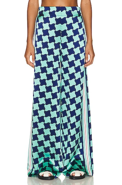 Casablanca Graphic-print Silk Trousers In Blue