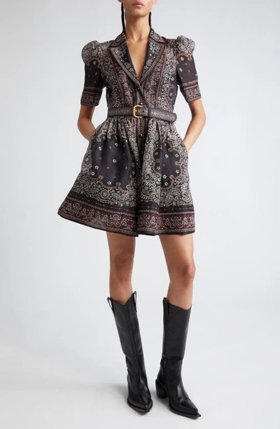 Zimmermann Matchmaker Bandana-print Mini Dress In Black Bandana