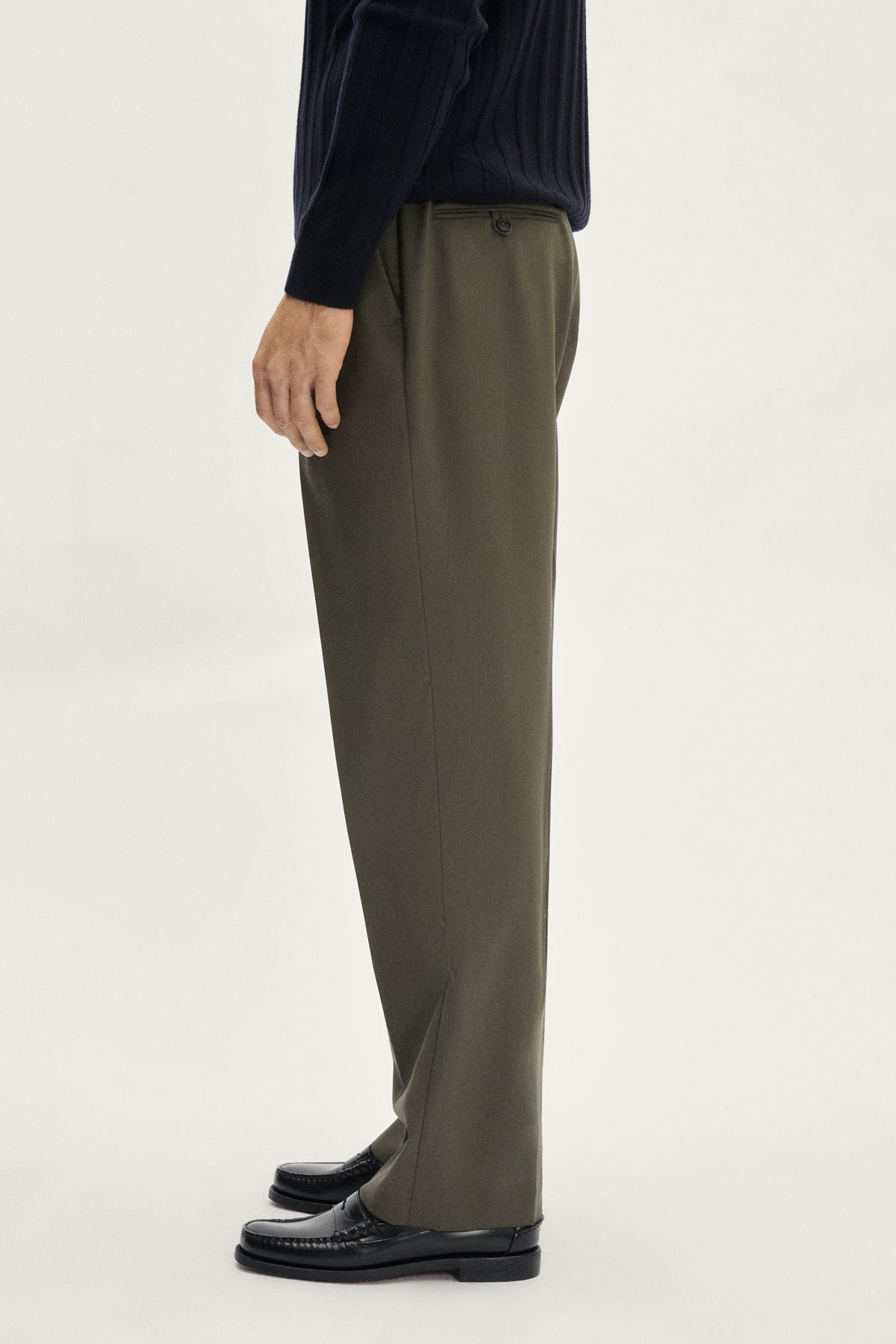 The Wool Tailored Trousers with Pinces - green