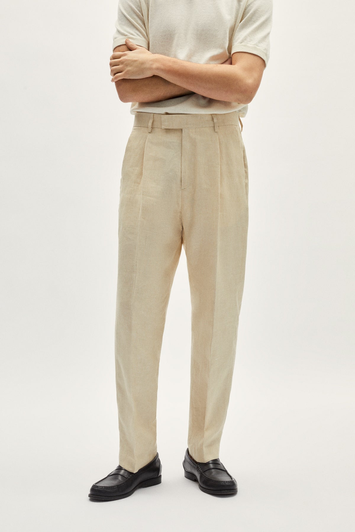 the linen twill trousers ecru