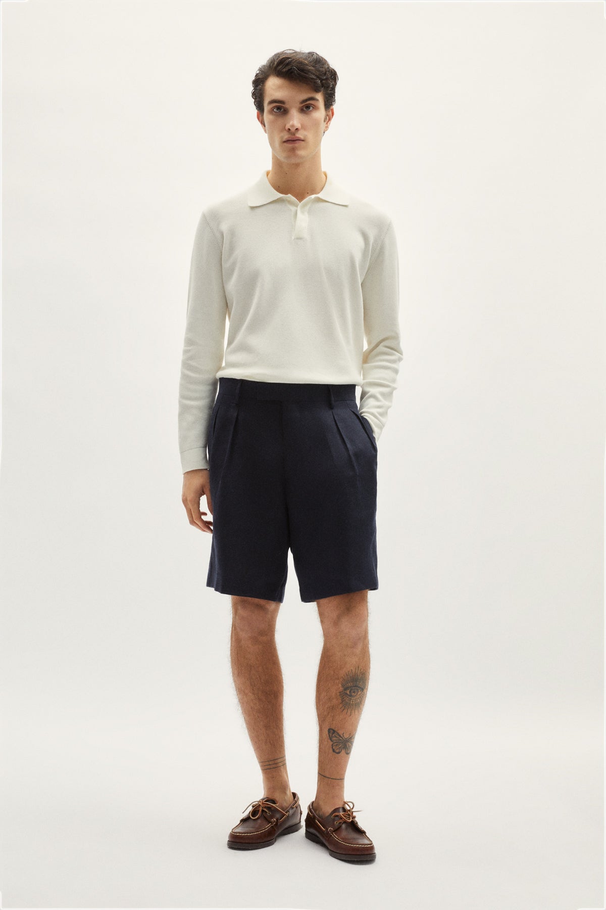 the linen twill bermuda shorts blue navy