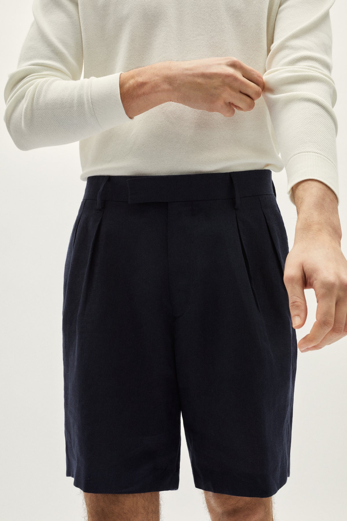 the linen twill bermuda shorts blue navy