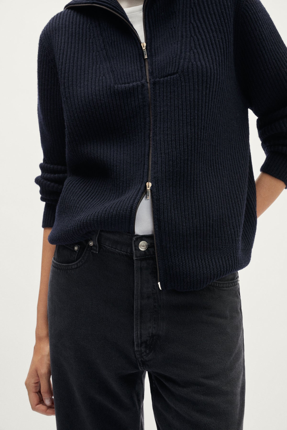 The Merino Wool Full-zip Cardigan - blue