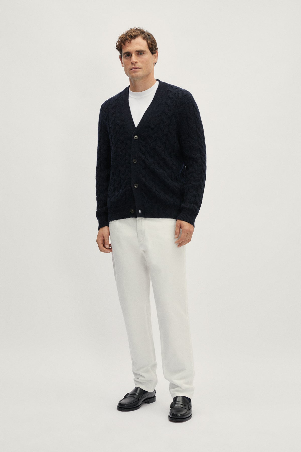 The Woolen Aran Cardigan - blue