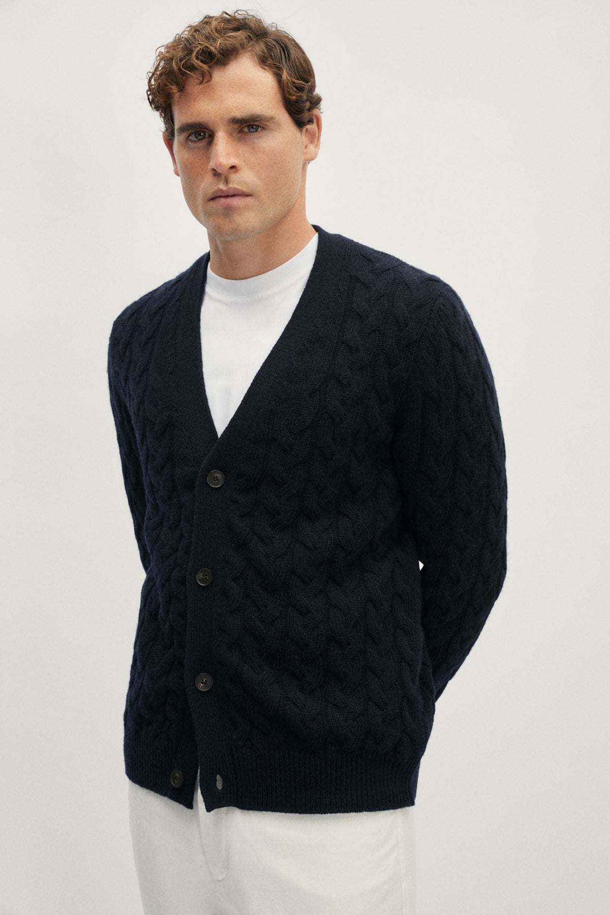 The Woolen Aran Cardigan - blue