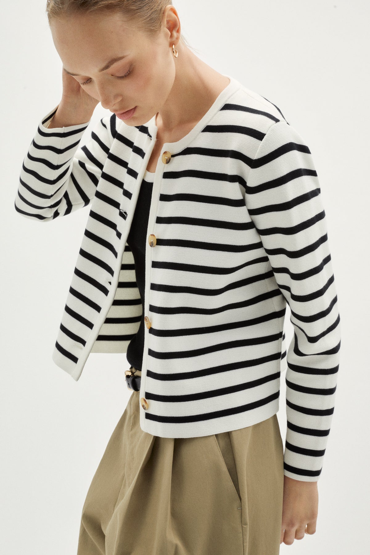 the sleek organic cotton jacket stripes