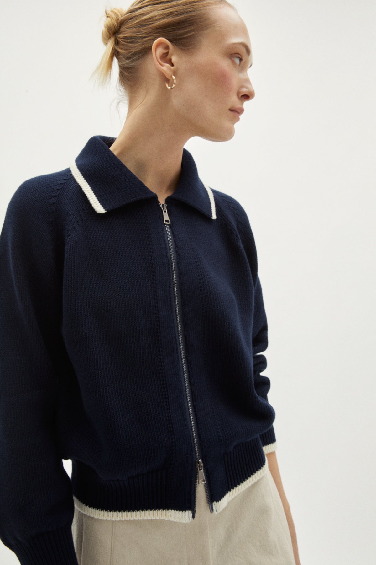 the organic cotton tricot jacket deep blue