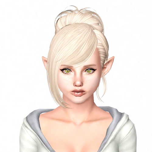 Bun with huge bangs hairstyle SkySims 092 retextured by Sjoko - Sims 3 ...