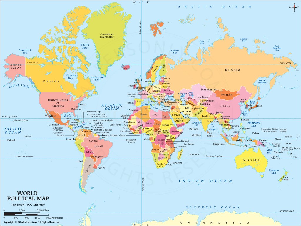 Map Of The World With Countries Labeled