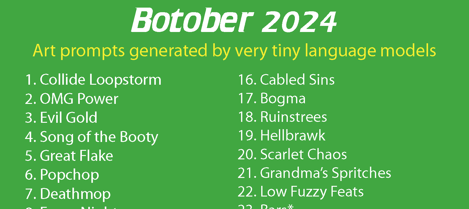 Drawing prompts for Botober - follow link to see full alt text!