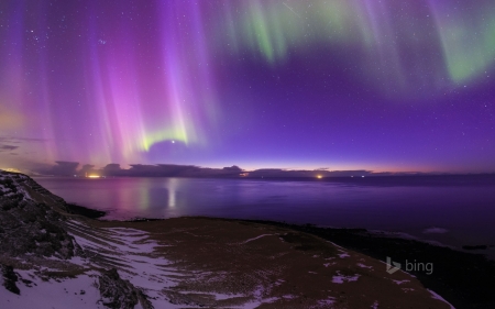 Aurora borealis over the coast of Iceland - Sky & Nature Background ...