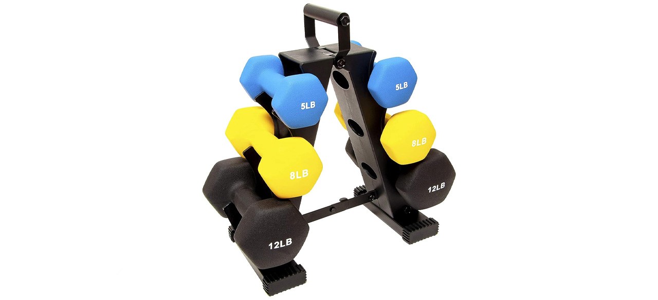 BalanceFrom Colored Neoprene Coated Dumbbell Set with Stand