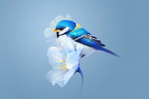 Bird Sitting On Flower (1336x768) Resolution Wallpaper