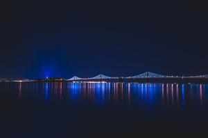 Bridge Night Reflection (5120x2880) Resolution Wallpaper