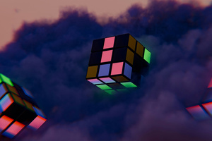 Cubes Floating In Air Wallpaper