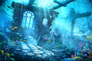 Underwater Scene (2560x1024) Resolution Wallpaper