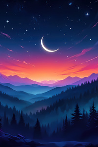 Night Sky Mountains Sunset (480x800) Resolution Wallpaper