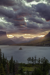 Sunset At St Mary Lake Glacier National Park 5k (1080x2400) Resolution Wallpaper