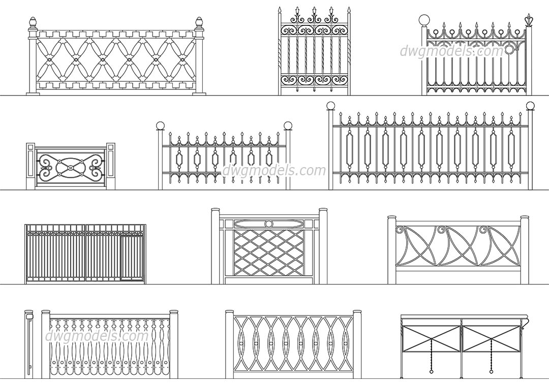 Wrought Iron Railing Cad Block Dwg File Autocad Dwg Plan N Design ...