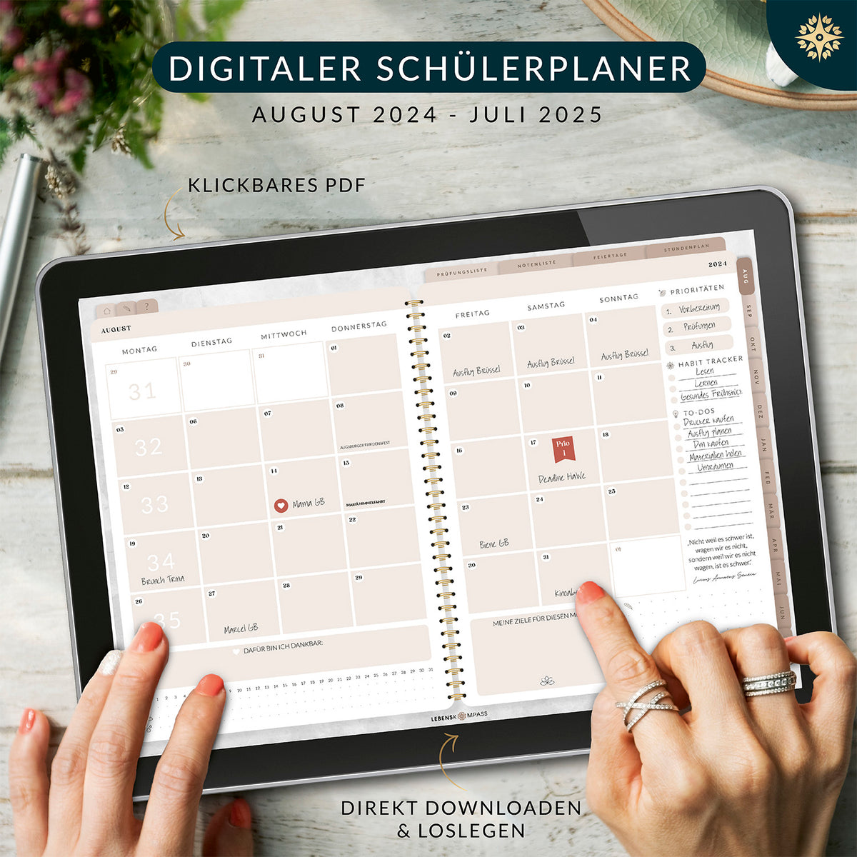 Digitaler Schülerkalender - PDF mit Hyperlinks