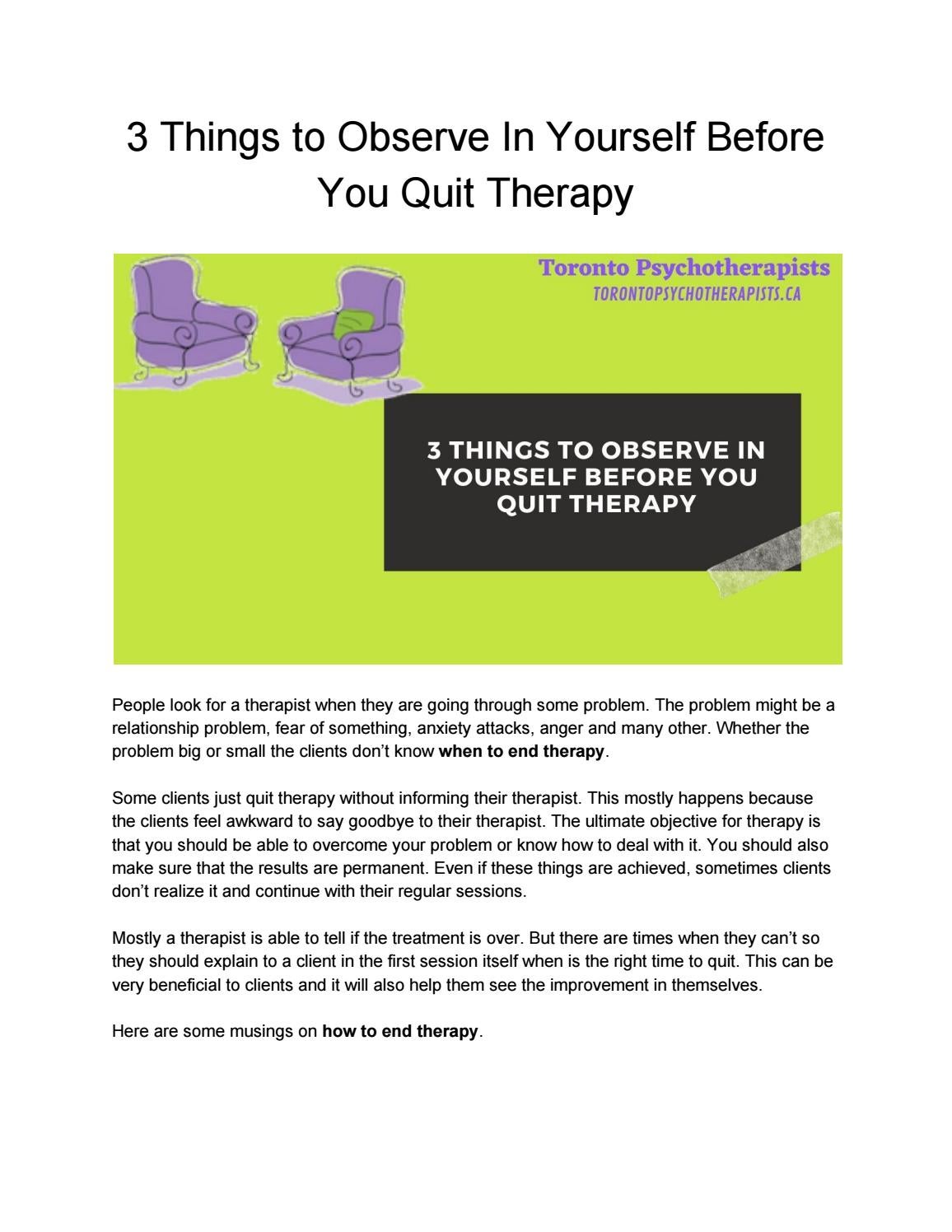 How To Quit Therapy