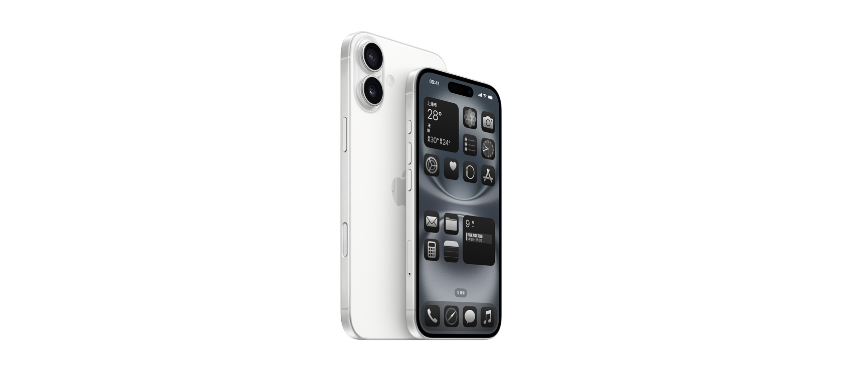 白色 6.7 英寸 iPhone 16 Plus 和 6.1 英寸 iPhone 16