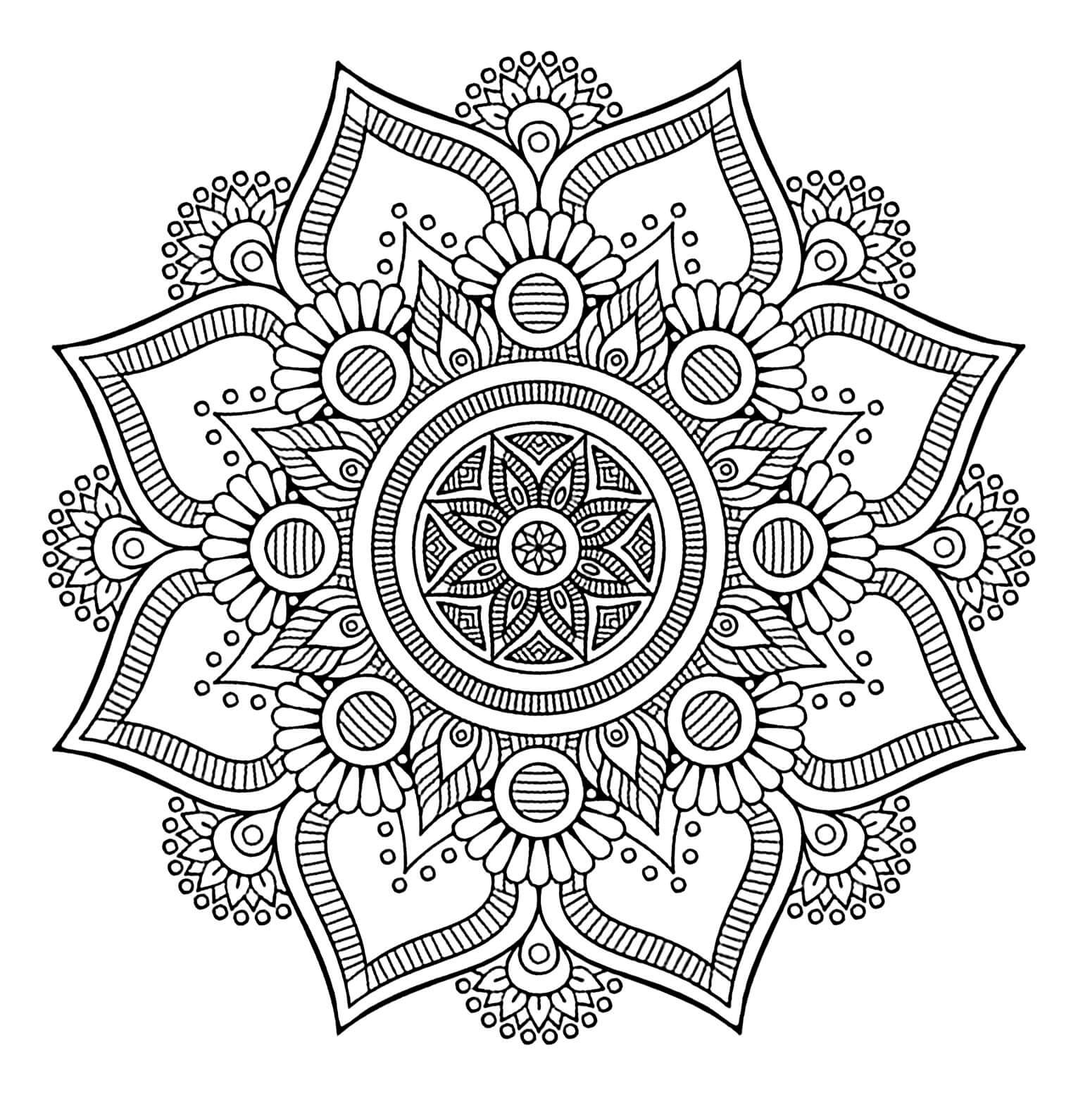 Květinová Mandala omalovánky