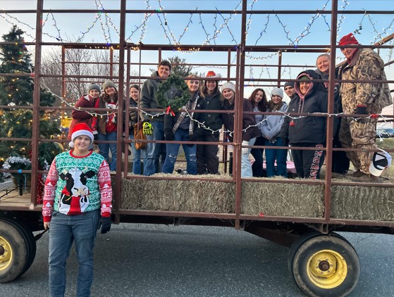 Each festive wagon was hand decorated by local community members. Any tractor is eligible to participate in the parade. 