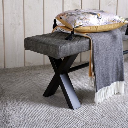 Industrial Fully Upholstered Dining Bench 140cm - Grey