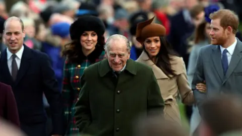 Reuters The Duke of Edinburgh, pictured in 2017 with the Duke and Duchess of Cambridge and the Duke and Duchess of Sussex