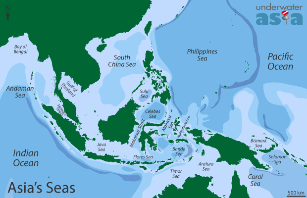 Seas Of Asia Map C3034 - Large Map of Asia