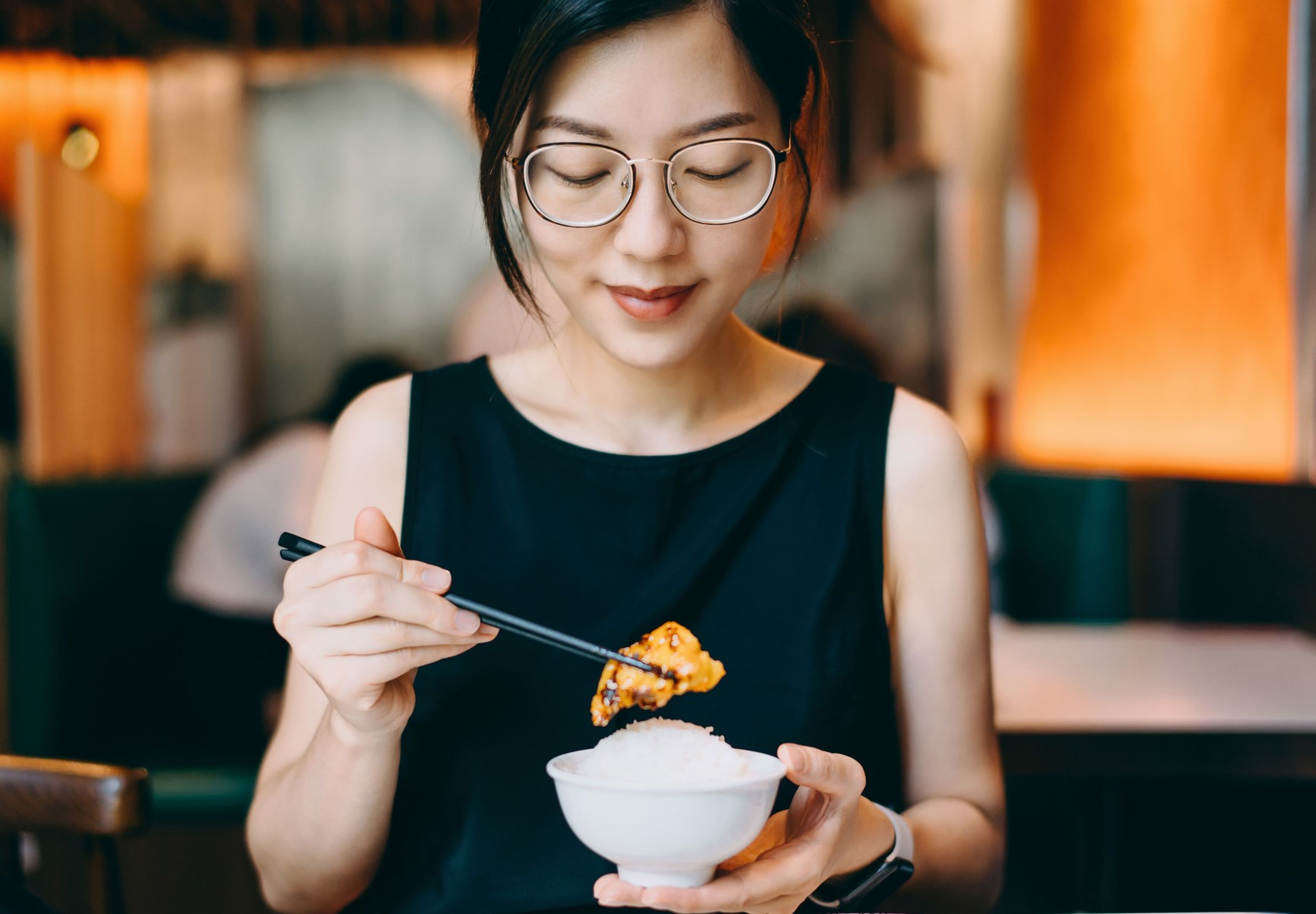 China, comida, joven