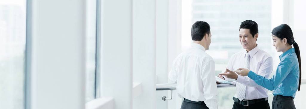 Standing meeting near window