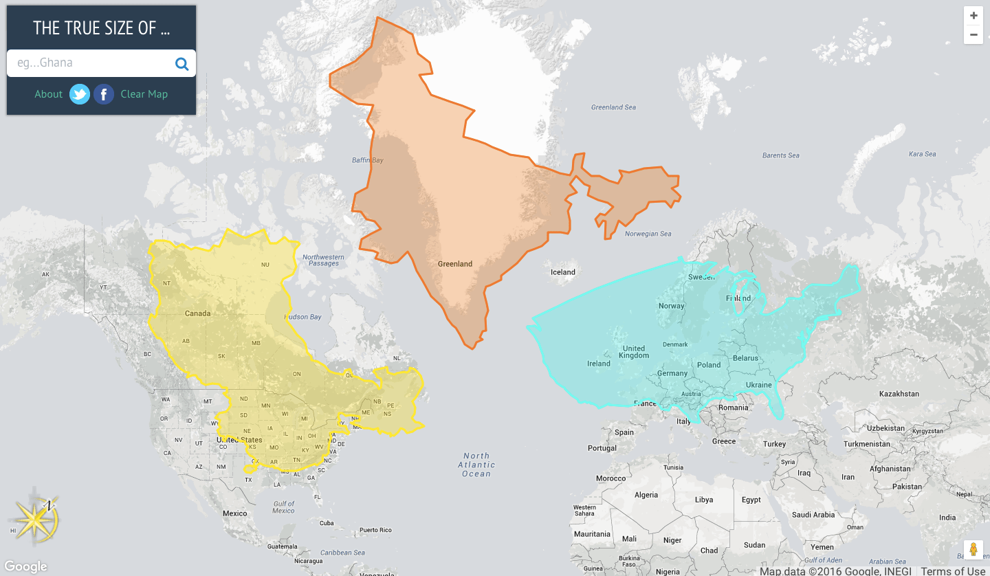 True Size Of Countries World Map